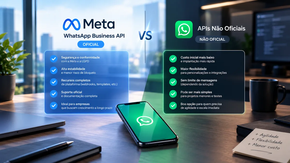 WhatsApp com API Oficial ou Não Oficial: o que muda para a sua empresa